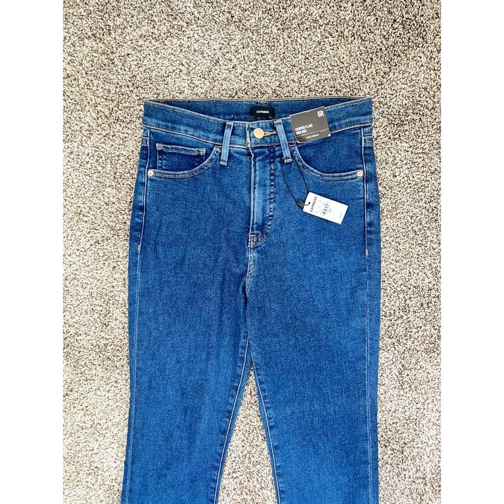 Express Women's Jeans Size 6R High Rise Cropped Flare Denim NWT - Picture 2 of 6